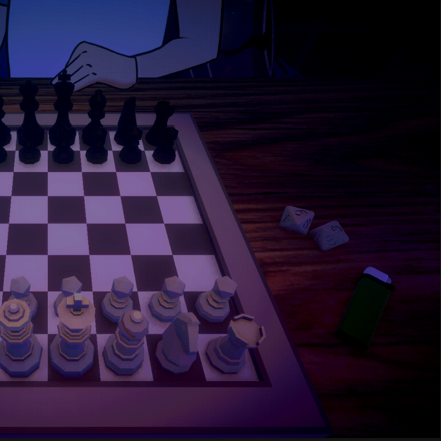 A Chessboard, some dice and a lighter